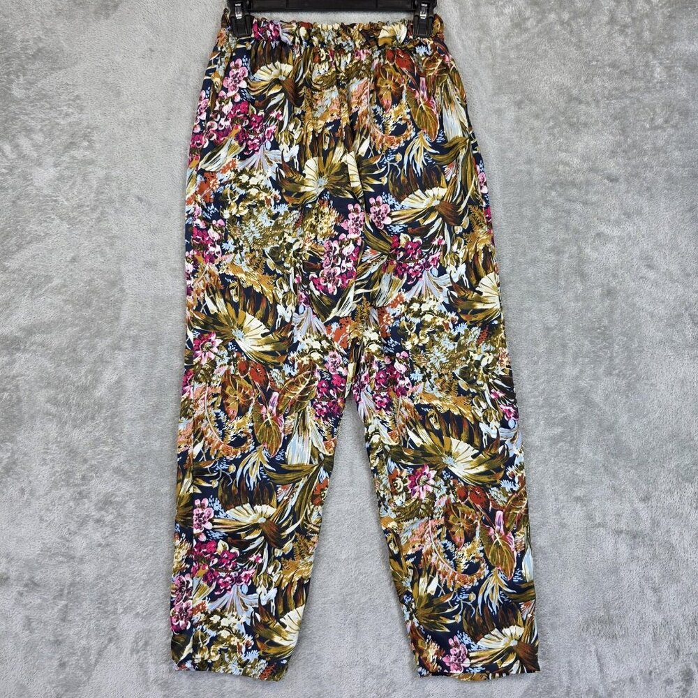 Progetto Quid Pants Womens 42 Multicolor Floral Tapered Ankle Elastic Waist